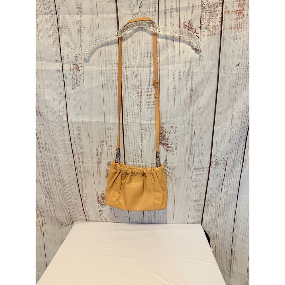Vince Camuto Irma Genuine Leather Crossbody Toffee Cream Ruched Shoulder Purse